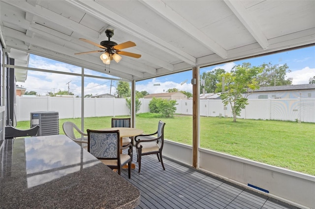1707 Windsor Way, Tampa, FL 33619 - sunroom featuring outdoor dining area, plenty of natural light, and a ceiling fan