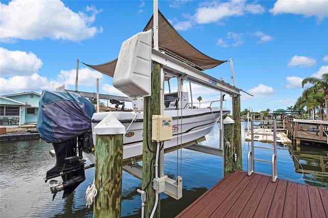 13814 Lavender Ave, Hudson, FL 34667 - dock with boat lift and a water view