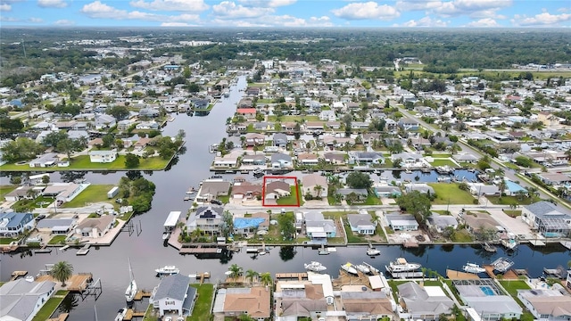 13814 Lavender Ave, Hudson, FL 34667 - aerial perspective of suburban area featuring a nearby body of water