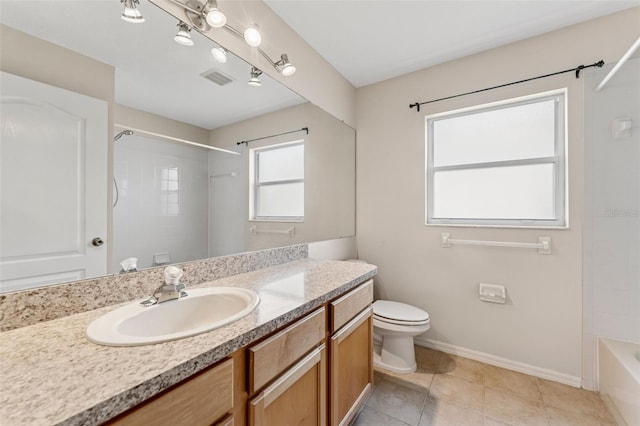 5309 Spectacular Bid Dr, Wesley Chapel, FL 33544 - bathroom featuring vanity, shower / tub combination, and tile patterned floors