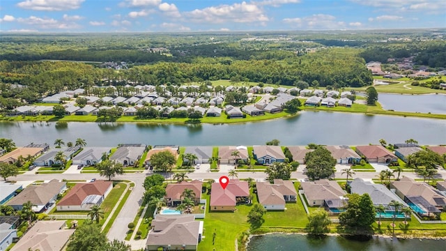 5309 Spectacular Bid Dr, Wesley Chapel, FL 33544 - aerial view of residential area featuring a large body of water