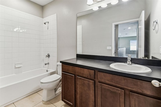 11541 Tangle Branch Ln, Gibsonton, FL 33534 - bathroom featuring washtub / shower combination, vanity, and tile patterned floors