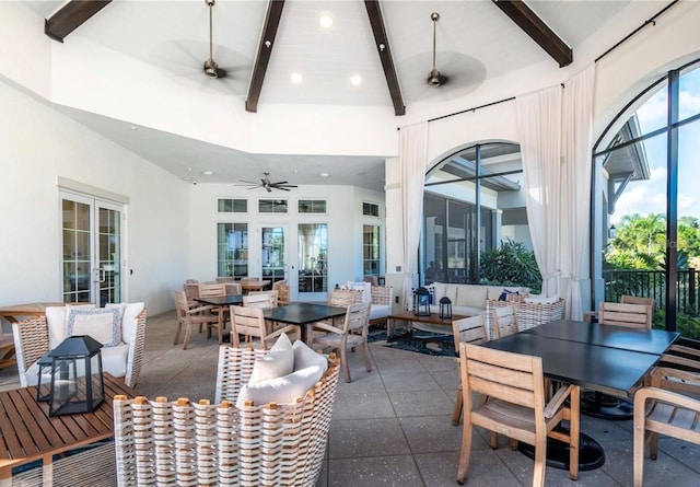 2132 Limestone Trl, Kissimmee, FL 34747 - view of patio featuring outdoor dining space, an outdoor hangout area, and ceiling fan