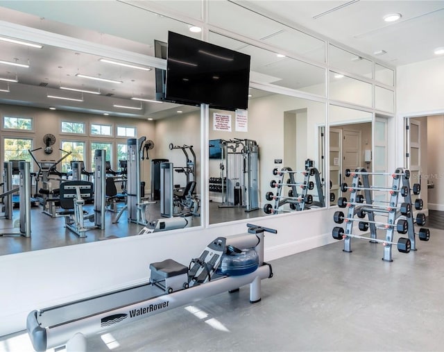 2132 Limestone Trl, Kissimmee, FL 34747 - exercise room with baseboards and recessed lighting