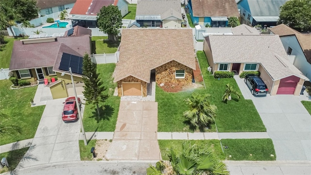 1331 Coolmont Dr, Brandon, FL 33511 - aerial perspective of suburban area featuring a pool area
