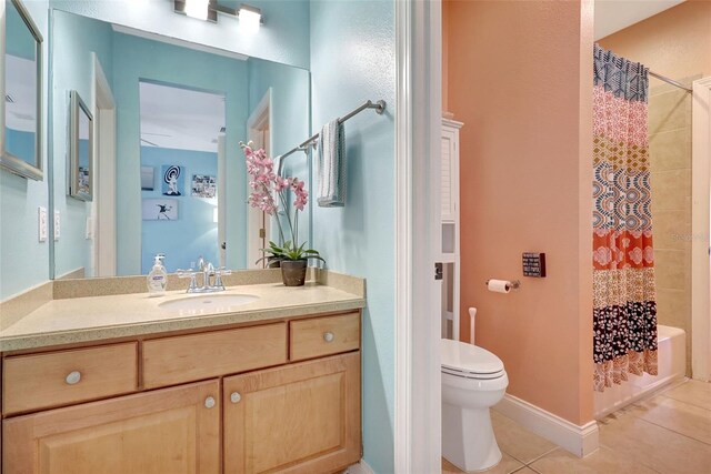 5518 Luminar Pointe Ln, Apollo Beach, FL 33572 - full bathroom with tile patterned flooring, vanity, and shower / tub combo