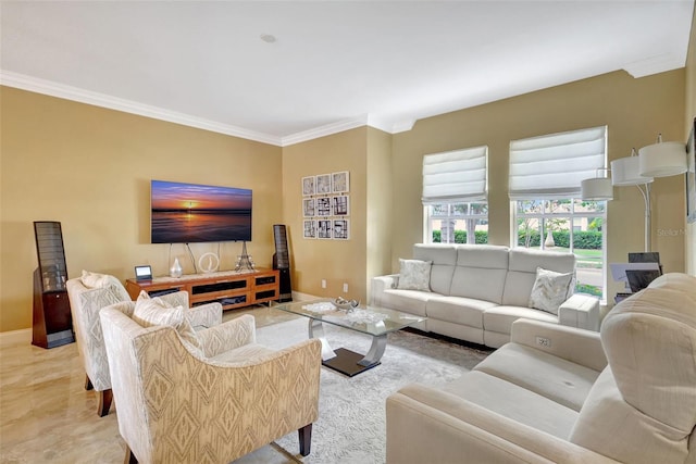 5518 Luminar Pointe Ln, Apollo Beach, FL 33572 - living area featuring ornamental molding and baseboards