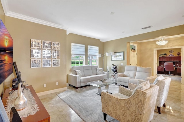 5518 Luminar Pointe Ln, Apollo Beach, FL 33572 - living area featuring crown molding and baseboards