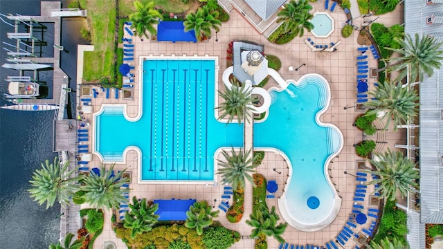 5518 Luminar Pointe Ln, Apollo Beach, FL 33572 - drone / aerial view of a pool