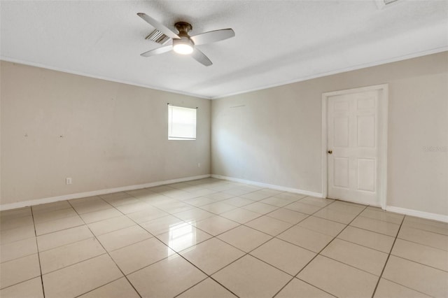 915 S Miller Rd, Valrico, FL 33594 - empty room featuring ceiling fan, light tile patterned floors, and crown molding
