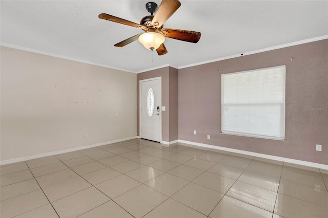 915 S Miller Rd, Valrico, FL 33594 - spare room with crown molding, a ceiling fan, and tile patterned flooring
