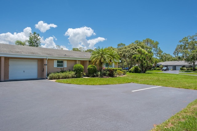 1510 Palmer Ct, Palm Harbor, FL 34685 - ranch-style house featuring a front lawn, an attached garage, and stucco siding