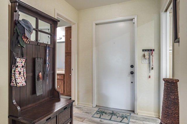 1510 Palmer Ct, Palm Harbor, FL 34685 - mudroom featuring baseboards and light wood-style flooring