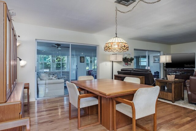 1510 Palmer Ct, Palm Harbor, FL 34685 - dining room with light wood-style flooring and a ceiling fan
