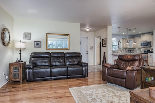 1510 Palmer Ct, Palm Harbor, FL 34685 - living room featuring light wood finished floors and baseboards