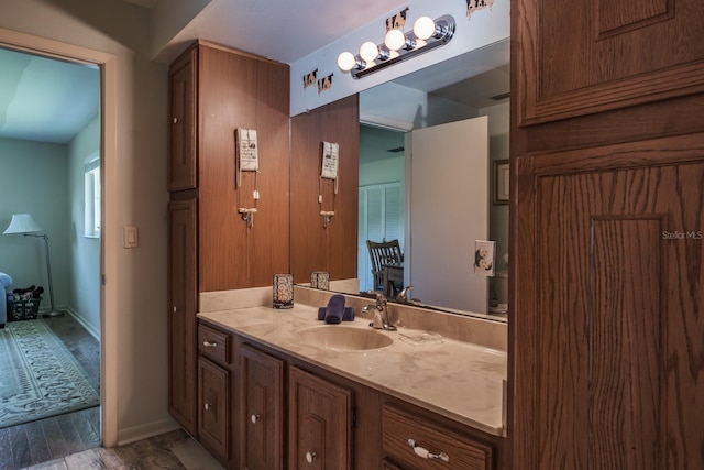 1510 Palmer Ct, Palm Harbor, FL 34685 - bathroom featuring vanity and wood finished floors