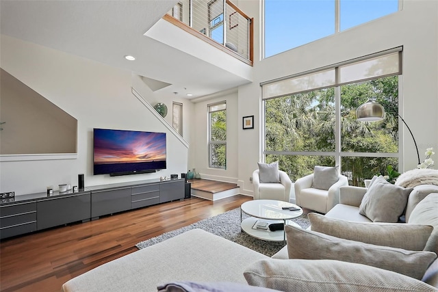 325 5th Ave S Unit 9, Saint Petersburg, FL 33701 - living area with wood finished floors, a high ceiling, and recessed lighting
