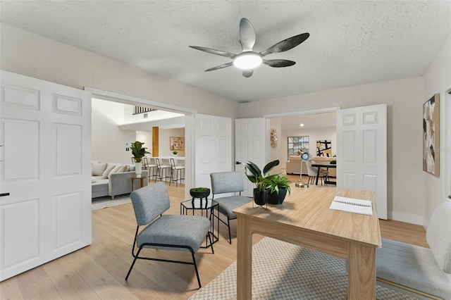 2272 Adam Ct, Palm Harbor, FL 34683 - office featuring light wood-type flooring, ceiling fan, and a textured ceiling