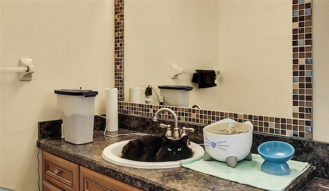 10721 N Ocean Dr, Dunnellon, FL 34434 - bathroom with vanity and decorative backsplash