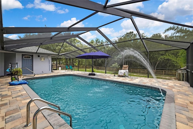 10721 N Ocean Dr, Dunnellon, FL 34434 - view of swimming pool featuring a patio area and glass enclosure
