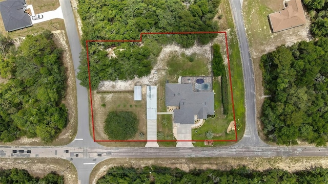 10721 N Ocean Dr, Dunnellon, FL 34434 - aerial view of property and surrounding area with property boundaries highlighted