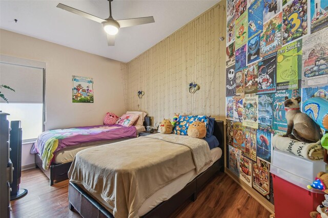 31244 Baclan Dr, Wesley Chapel, FL 33545 - bedroom featuring wood finished floors and ceiling fan