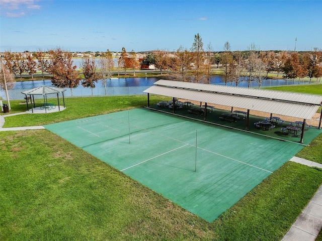 31244 Baclan Dr, Wesley Chapel, FL 33545 - view of home's community featuring a lawn, a water view, and a gazebo