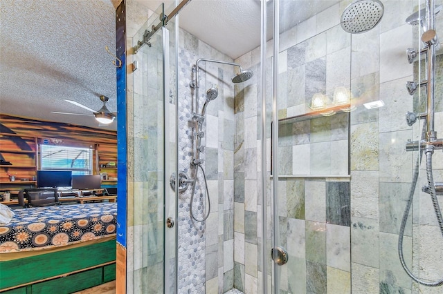 1910 Montego Ct, Oldsmar, FL 34677 - bathroom with a textured ceiling and a stall shower