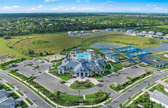 6133 Wire Grass Ct, Nokomis, FL 34275 - drone / aerial view of a nearby body of water and a pool