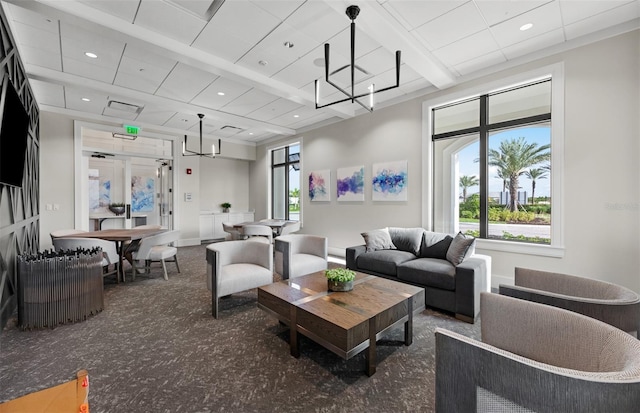6133 Wire Grass Ct, Nokomis, FL 34275 - building lobby with recessed lighting, beam ceiling, and coffered ceiling