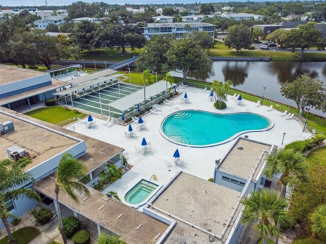 8080 112th St Unit 108, Seminole, FL 33772 - bird's eye view of a pool and a nearby body of water