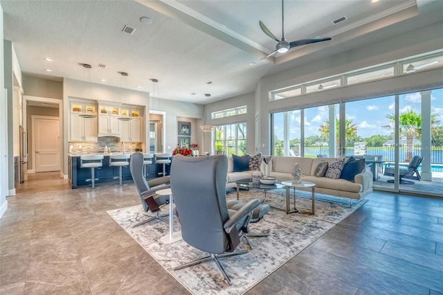 12902 SW 138th Loop, Dunnellon, FL 34432 - living room with recessed lighting and ceiling fan