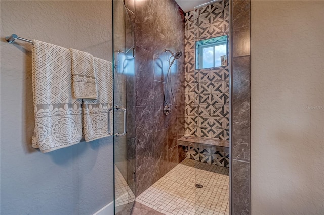 12902 SW 138th Loop, Dunnellon, FL 34432 - bathroom featuring a shower stall and a textured wall