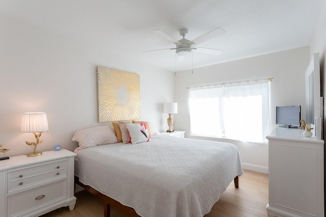 434 77th Ave, St Pete Beach, FL 33706 - bedroom featuring light wood-style flooring and ceiling fan