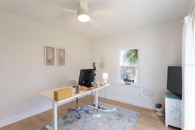 434 77th Ave, St Pete Beach, FL 33706 - office featuring light wood-style floors and a ceiling fan