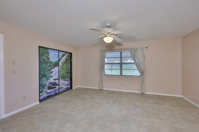 2609 Lancaster Dr, Sun City Center, FL 33573 - unfurnished room with a ceiling fan, a textured ceiling, and light tile patterned floors