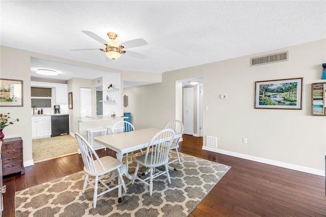 700 Beach Dr NE Unit 602, Saint Petersburg, FL 33701 - dining area featuring dark wood-style floors and ceiling fan