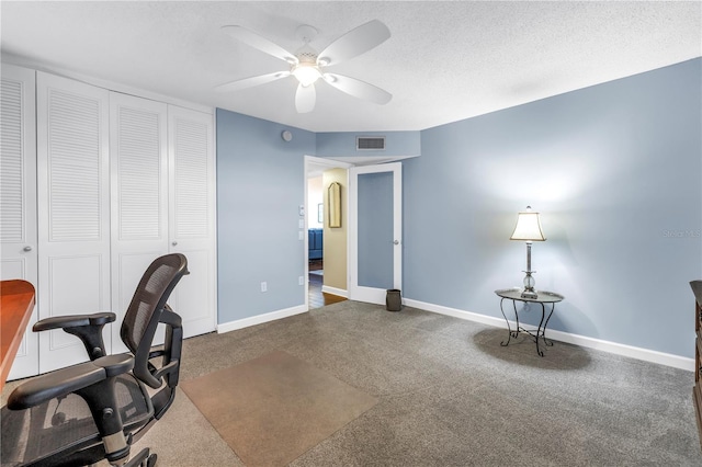 700 Beach Dr NE Unit 602, Saint Petersburg, FL 33701 - unfurnished office with ceiling fan, carpet, and a textured ceiling