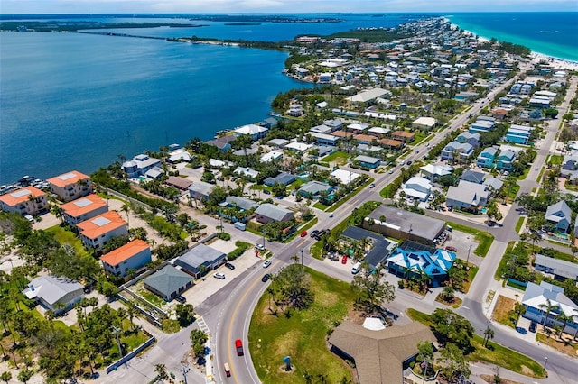 202 Peacock Ln Unit B, Holmes Beach, FL 34217 - aerial view of property's location featuring a large body of water and nearby suburban area