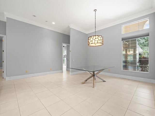 713 Argyle Pl, Temple Terrace, FL 33617 - spare room with ornamental molding, light tile patterned floors, and recessed lighting