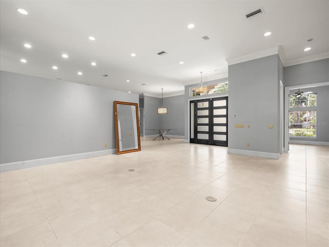 713 Argyle Pl, Temple Terrace, FL 33617 - unfurnished room with ornamental molding, healthy amount of natural light, recessed lighting, and light tile patterned floors