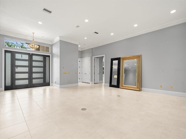 713 Argyle Pl, Temple Terrace, FL 33617 - unfurnished room with ornamental molding, recessed lighting, and french doors