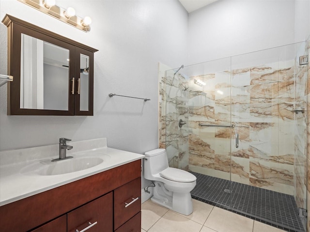 713 Argyle Pl, Temple Terrace, FL 33617 - bathroom with vanity, a marble finish shower, and tile patterned floors
