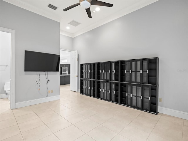 713 Argyle Pl, Temple Terrace, FL 33617 - tiled spare room featuring a ceiling fan, ornamental molding, and recessed lighting