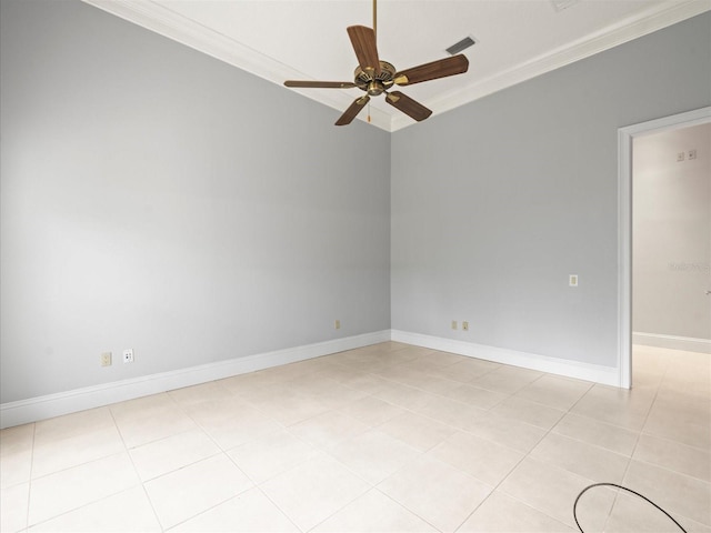 713 Argyle Pl, Temple Terrace, FL 33617 - unfurnished room with crown molding, a ceiling fan, and light tile patterned flooring