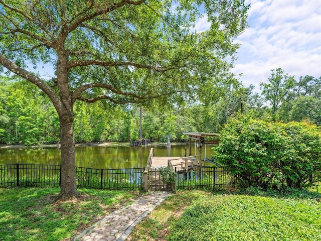 713 Argyle Pl, Temple Terrace, FL 33617 - view of yard featuring a boat dock and a water view