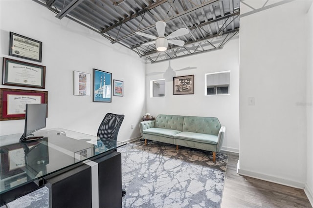 5008 S Macdill Ave Unit 16, Tampa, FL 33611 - home office featuring a ceiling fan and wood finished floors