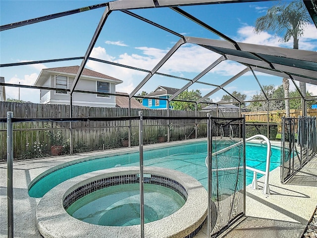 1906 White Cedar Way, Brandon, FL 33511 - view of pool with a fenced backyard, a lanai, and a pool with connected hot tub