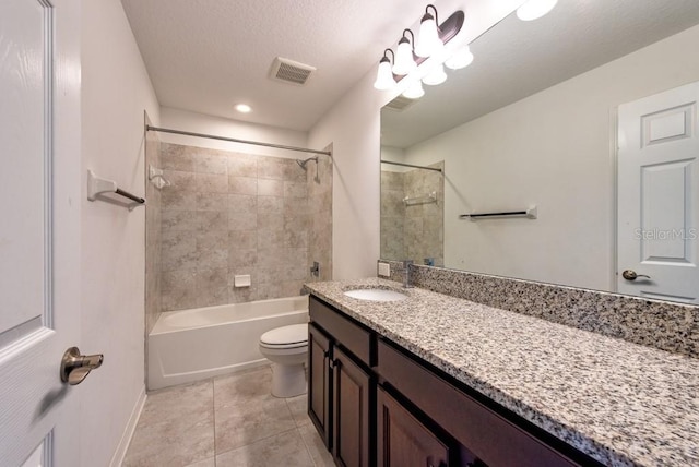 11035 Sage Canyon Dr, Riverview, FL 33578 - bathroom featuring vanity, bathtub / shower combination, tile patterned floors, and recessed lighting