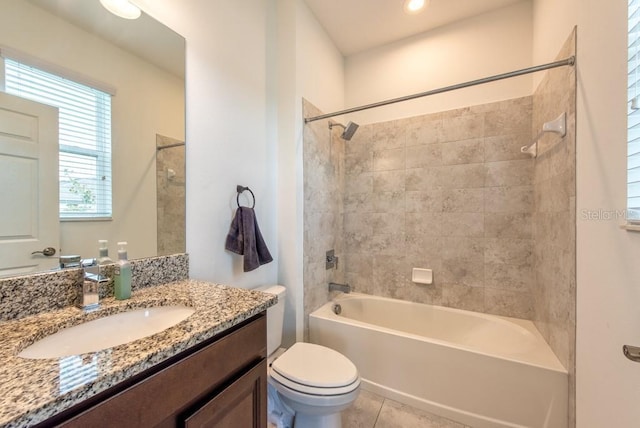 11035 Sage Canyon Dr, Riverview, FL 33578 - full bathroom with vanity, bathtub / shower combination, and tile patterned floors